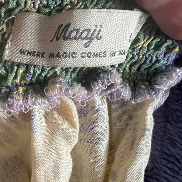 Maaji Florentina Mini Dress Small Bandana Patchwork Pastel Boho Festival Smocked - Picture 10 of 13